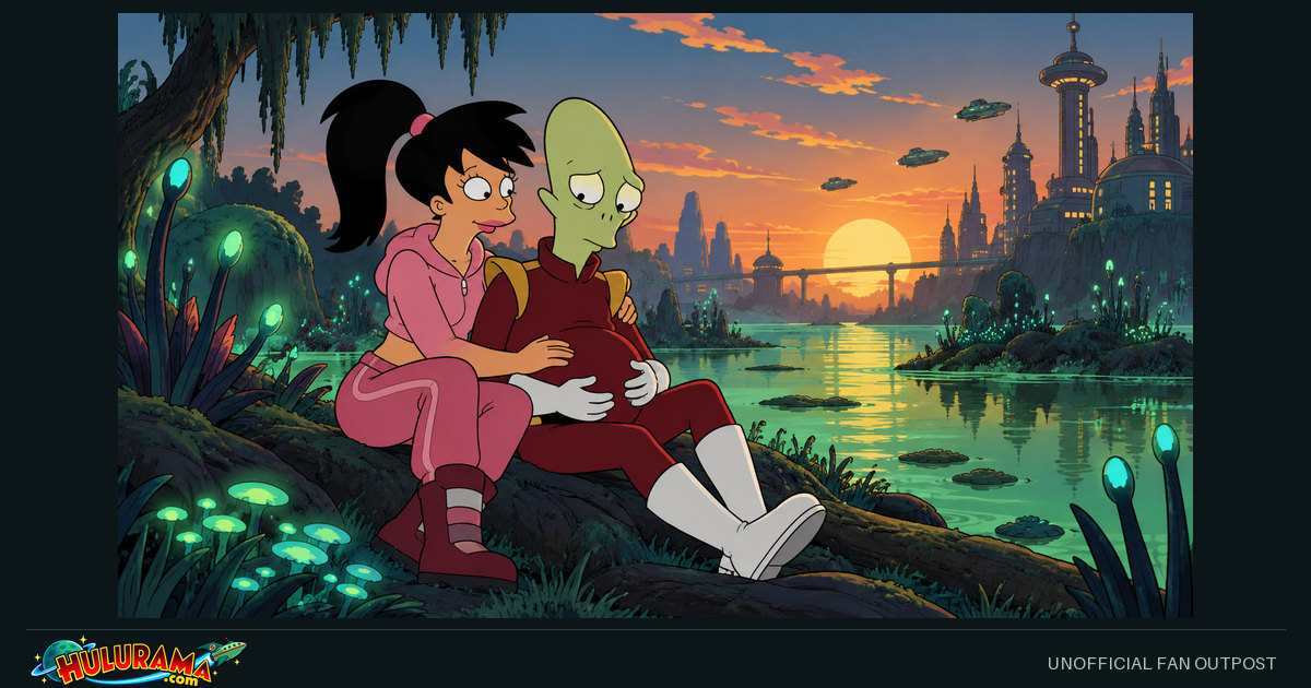 Amy and Kif sit together beside a quiet marsh at sunset.